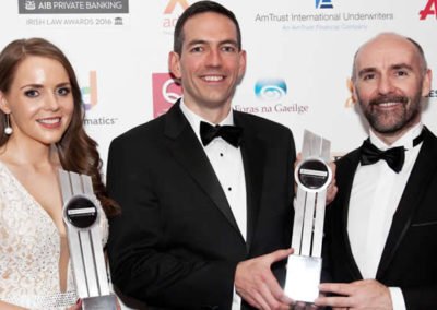 Doireann O'Mahony, Winner of Legal Book of the Year for Medical Negligence & Childbirth, AIB Private Banking Irish Law Awards, pictured with the Winners of the Connaught Law Firm of the Year 2016 Joint Managing Partners Callan Tansey, Roger Murray & John Kelly