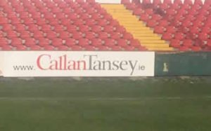 Callan Tansey sponsor on Sligo Rovers pitch