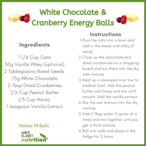 White Chocolate, Cranberry, Energy Balls recipe