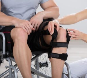 Man suffered personal injury and knee being put in braces