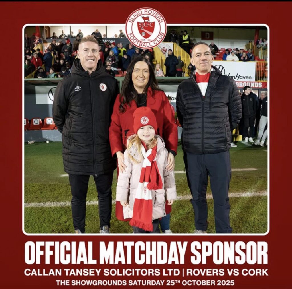 Callan Tansey, official match day sponsor Rovers v Cork 